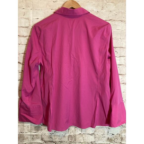Talbots Haberdashery Top Womens 16 Hot Pink Button Up Wrinkle‎ Resistant Cotton - Picture 10 of 12